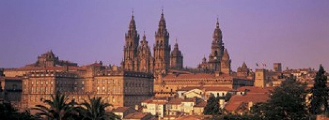 Cathedral in a cityscape Santiago De Compostela La Coruna Galicia Spain Canvas Art - Panoramic Images (18 x 7)