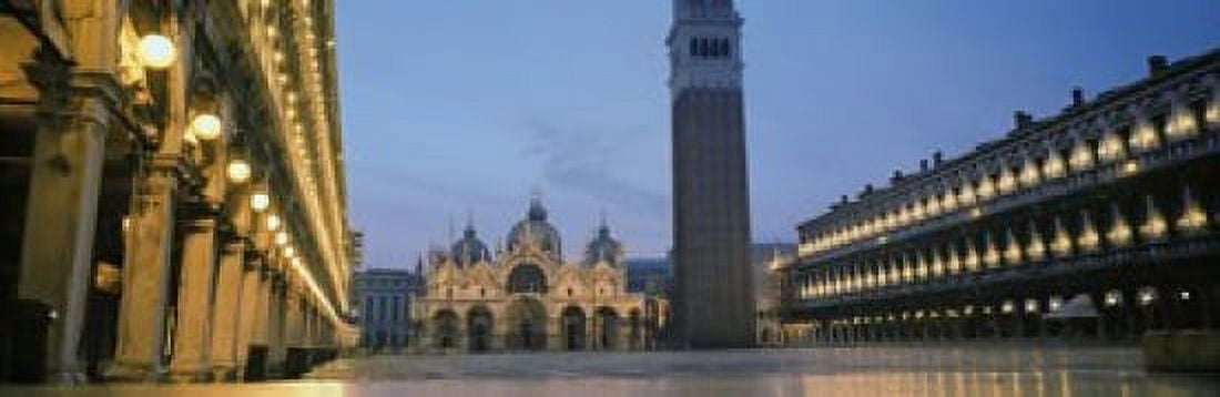 Cathedral lit up at dusk St Marks Cathedral St Marks Square Venice Veneto Italy Canvas Art - Panoramic Images (18 x 6)