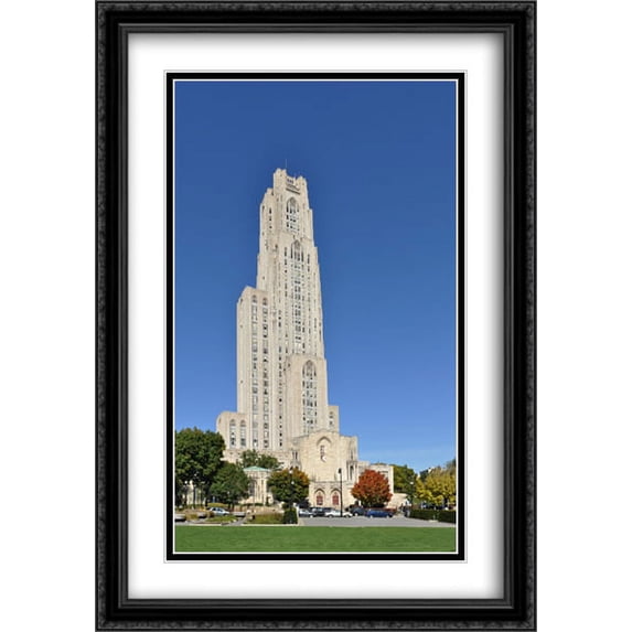 Cathedral of Learning 2x Matted 28x40 Large Black Ornate Framed Art Print by The Cityscape Art Print Series