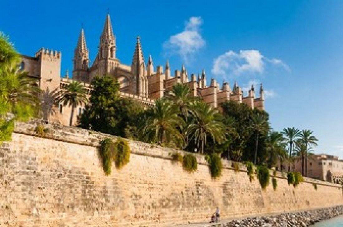 Cathedral of Santa Maria of Palma Majorca Balearic Islands Spain Canvas Art - Nico Tondini DanitaDelimont (35 x 23)