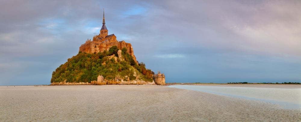 Cathedral on an island Mont Saint-Michel Manche Basse-Normandy France Canvas Art - Panoramic Images (36 x 12)