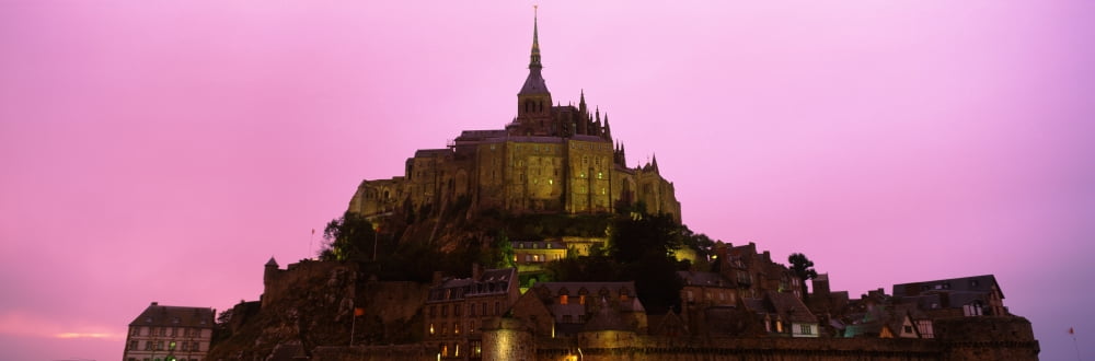 Cathedral on an island Mont Saint-Michel Normandy France Canvas Art - Panoramic Images (36 x 12)