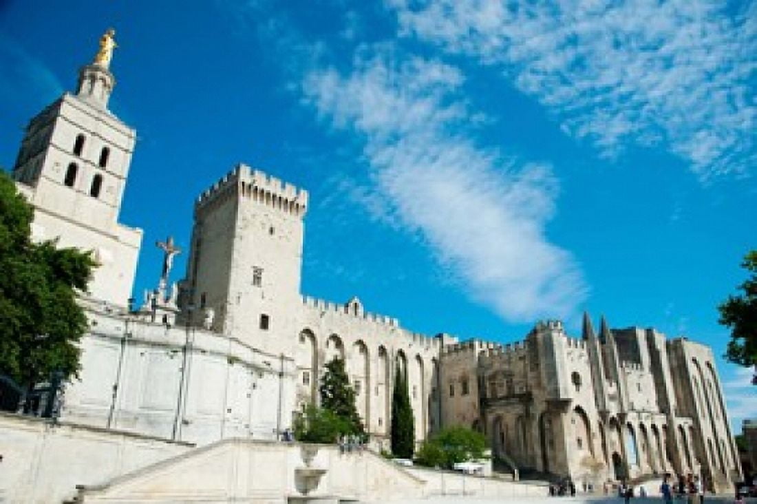 Cathedrale Notre-Dame des Doms dAvignon Palais des Papes Avignon Vaucluse Provence-Alpes-Cote dAzur France Canvas Art - Panoramic Images (36 x 24)