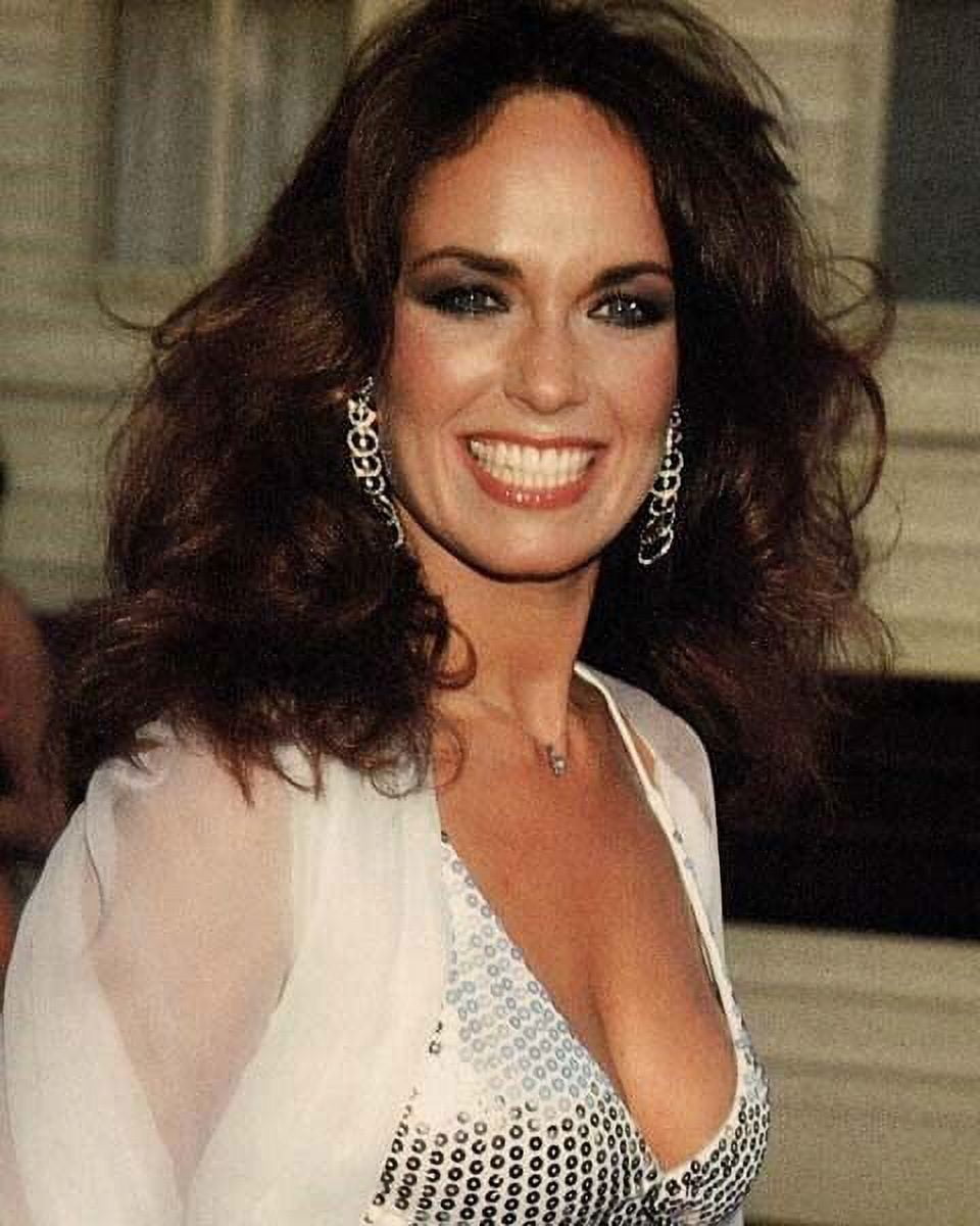 Catherine Bach with dazzling smile in low cut dress 1980's era 8x10 ...