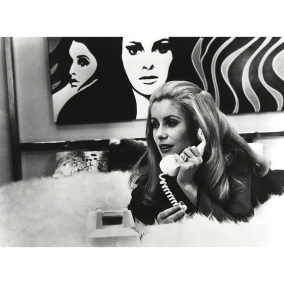 Catherine Deneuve with Telephone Black and White Photo Print (8 x 10)
