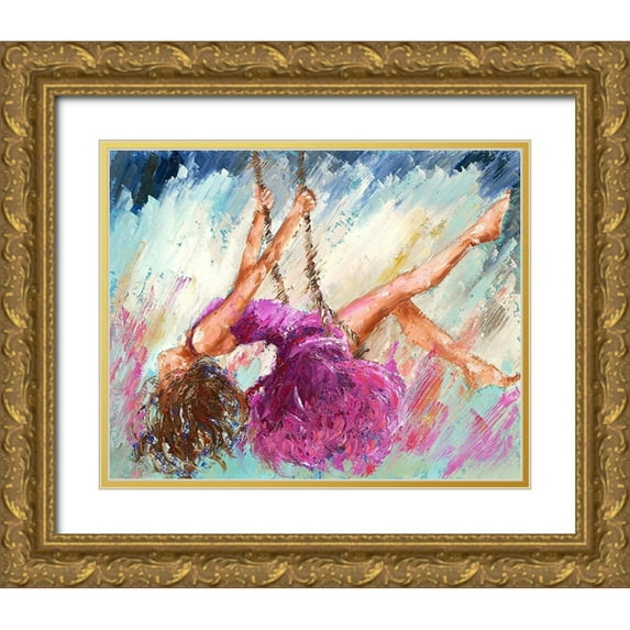Catherine M. 24x20 Gold Ornate Wood Framed with Double Matting Museum Art Print Titled - Loiseau sur la branche