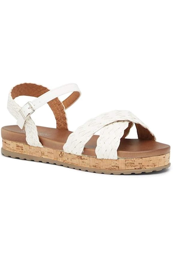 Catherine Malandrino Criss Cross Flat Momie Cushion Sock Sandal - White 9