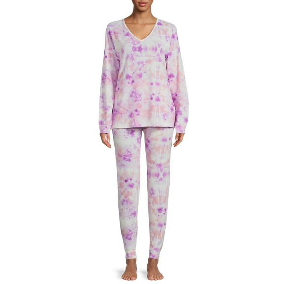 Catherine Malandrino Women's Long Sleeve French Terry Top and Pants Pajama Set, 2-Piece