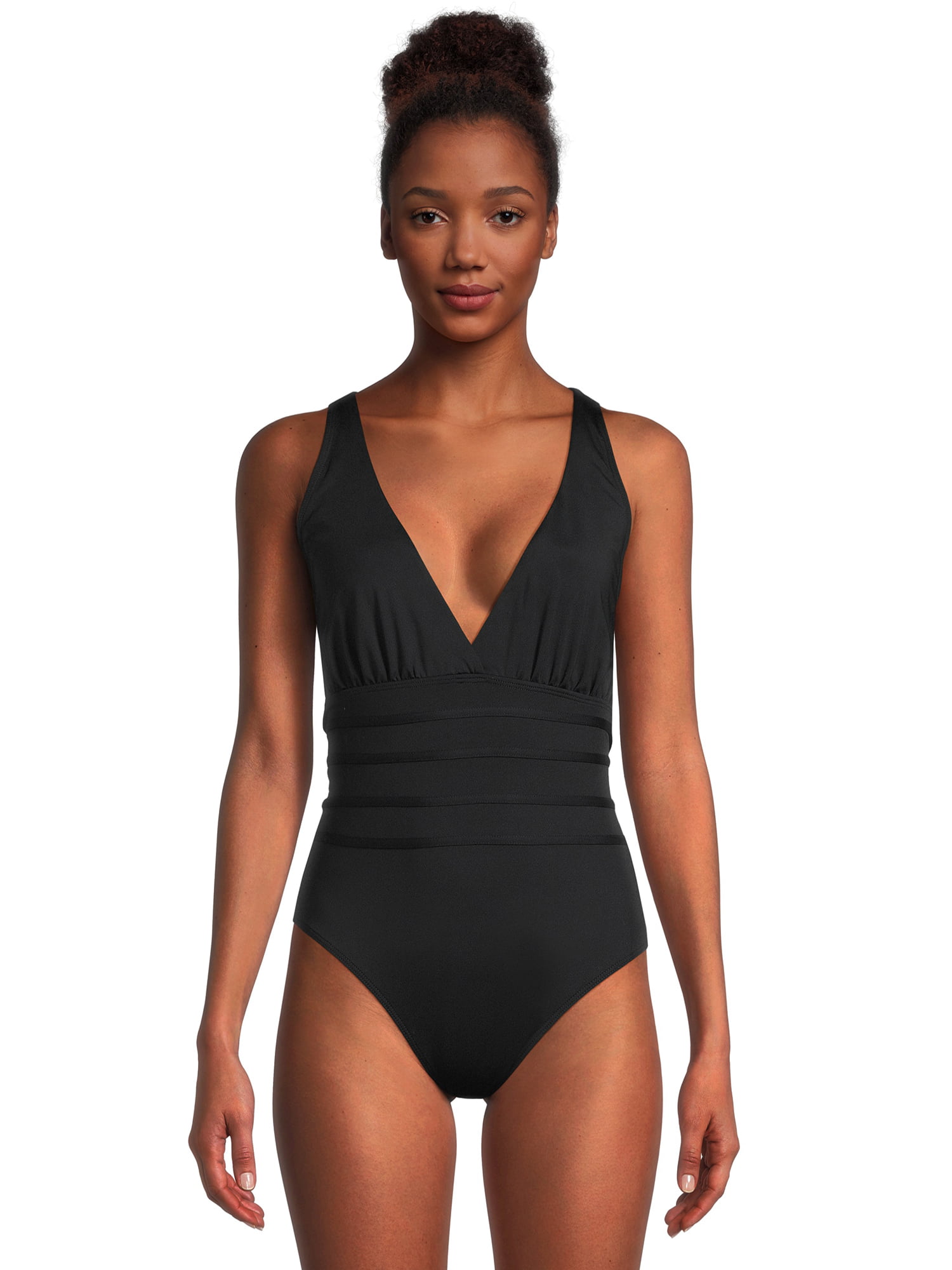 Catherine Malandrino Women's One Piece Plunge Swimsuit with Strappy Back 