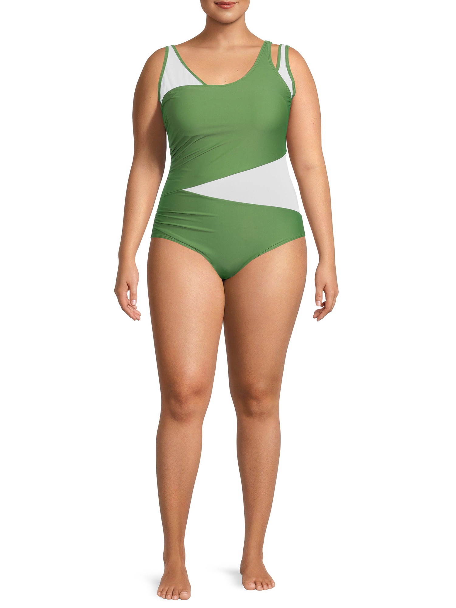 Catherine Malandrino Women s Plus Size Asymmetrical Mesh One Piece