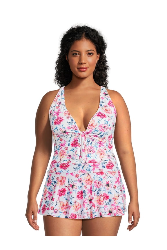 Women's Plus Size Plunge Halter Tankini Top