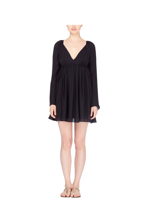 Womens Linnea Silk Shift Dress, Black, 12