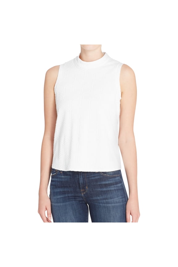 Womens Textured Knit Blouse, White, Medium