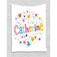 thumbnail image 1 of Catherine Tapestry, Colorful Alphabet Design Ornate Lettering Nursery Themed Arrangement Dots Pattern, Wall Hanging for Bedroom Living Room Dorm Decor, 60W X 80L Inches, Multicolor, by Ambesonne, 1 of 2
