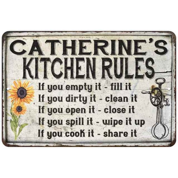 Catherine's Kitchen Rules Chic Sign Vintage Decor 12x18 Metal Sign 112180032049