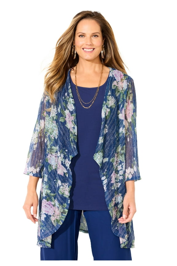 Women's Plus Size 2-Piece Cardigan & Tank Twinkle Set