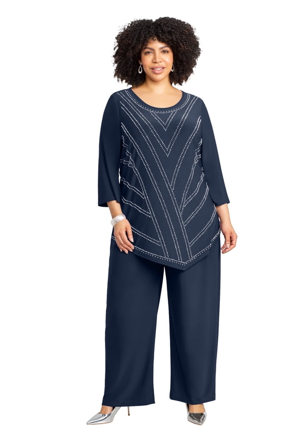 Women's Plus Size 2-Piece Dazzle Zig Zag Pant Suit