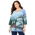 thumbnail image 1 of Catherines Women's Plus Size 3/4 Sleeve Seasonal Tee, 1 of 4