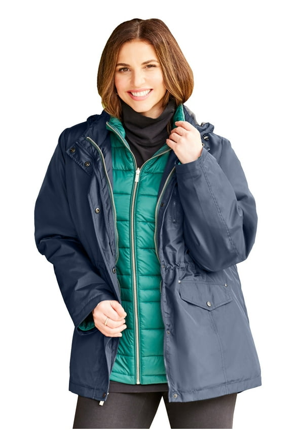 Women's Plus Size 3-In-1 Parka Jacket