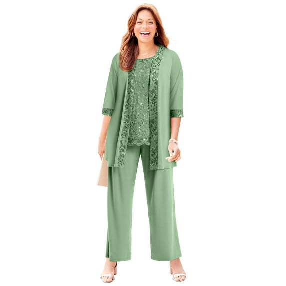 Catherines Women's Plus Size 3-Piece Lace Gala Pant Suit