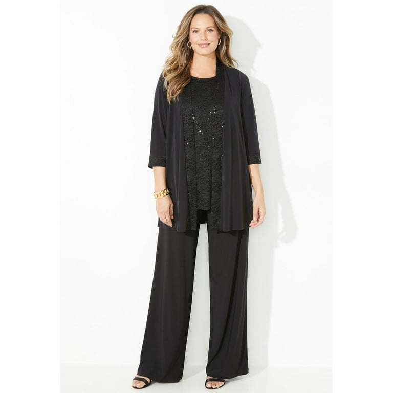 Catherines Women s Plus Size 3 Piece Lace Gala Pant Suit