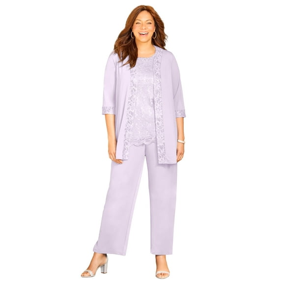 Catherines Women's Plus Size 3-Piece Lace Gala Pant Suit