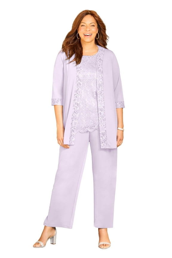 Women's Plus Size 3-Piece Lace Gala Pant Suit