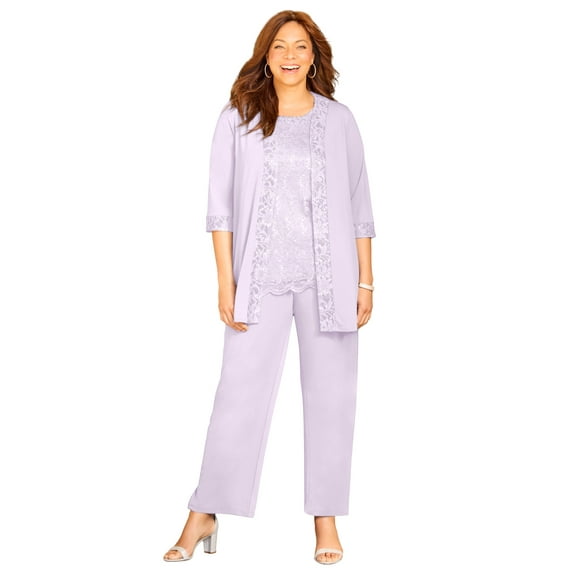 Catherines Women's Plus Size 3-Piece Lace Gala Pant Suit