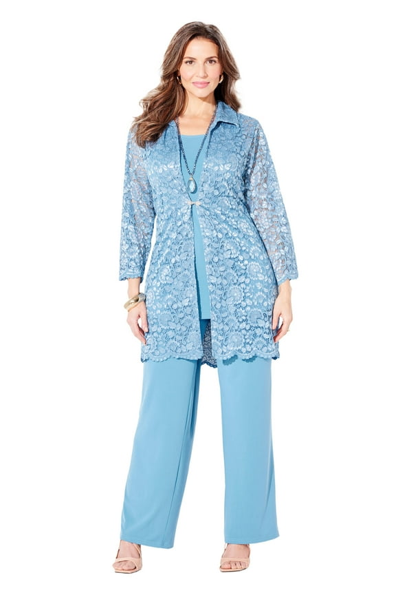 Women's Plus Size 3-Piece Lace Pant Suit