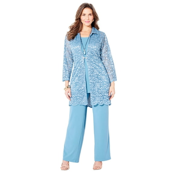Catherines Women's Plus Size 3-Piece Lace Pant Suit