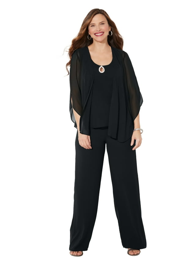 Women's Plus Size Accolades Georgette 3-Piece Pant Suit
