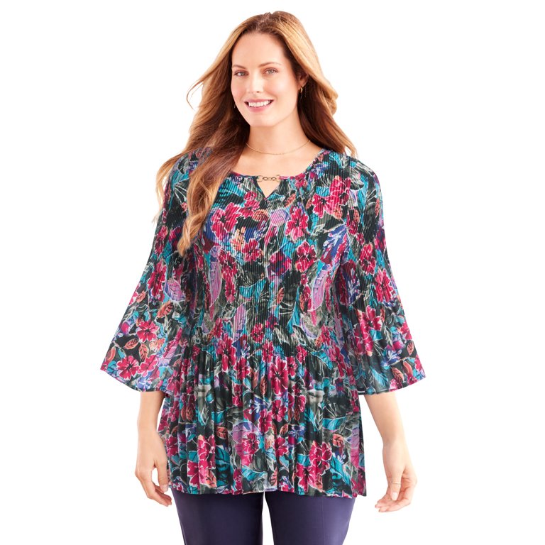 Catherines Women’s Plus Size Affinity Chain Pleated Blouse