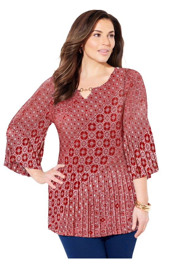 Women's Plus Size Affinity Chain Pleated Blouse