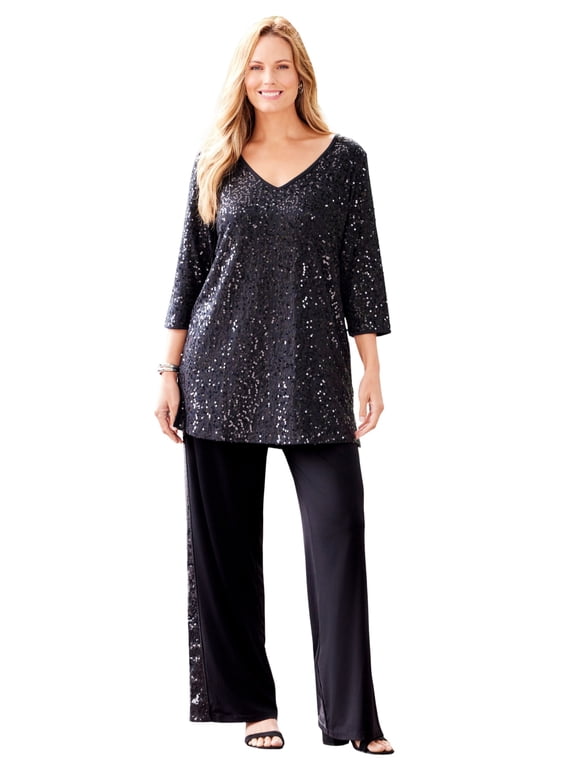Women's Plus Size Allover Sequin Tunic