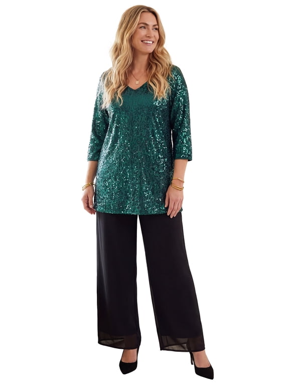 Women's Plus Size Allover Sequin Tunic