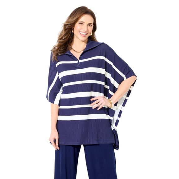 Catherines Women's Plus Size Anywear Brushed Hacci Ribbed Poncho