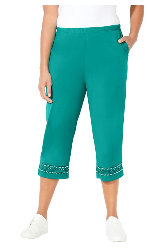 Women's Plus Size Anywear Printed Hem Capri