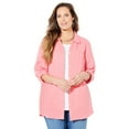 thumbnail image 1 of Catherines Women's Plus Size Anywear Pucker Cotton Buttonfront Roll Tab Shirt, 1 of 5