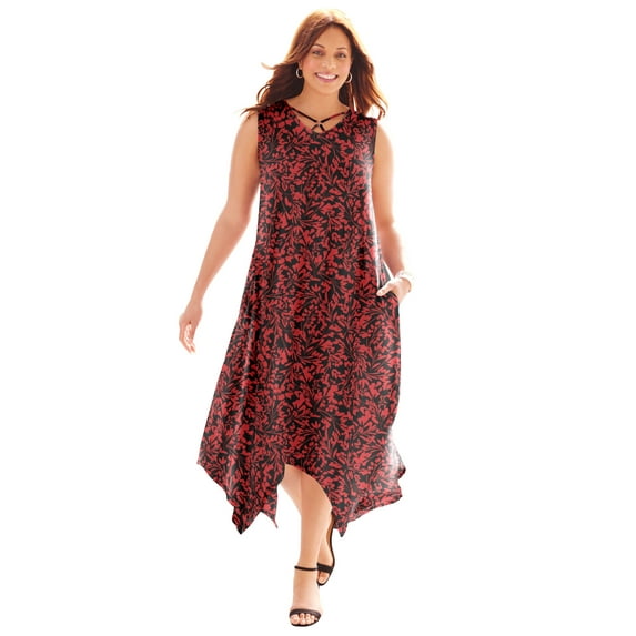 Catherines Women's Plus Size Anywear Reversible Crisscross V-Neck Maxi Dress
