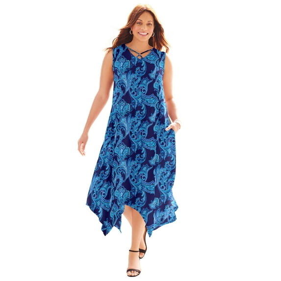 Catherines Women's Plus Size Anywear Reversible Crisscross V-Neck Maxi Dress