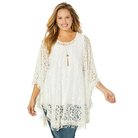 Catherines Women's Plus Size Anywear Stretch Lace Poncho