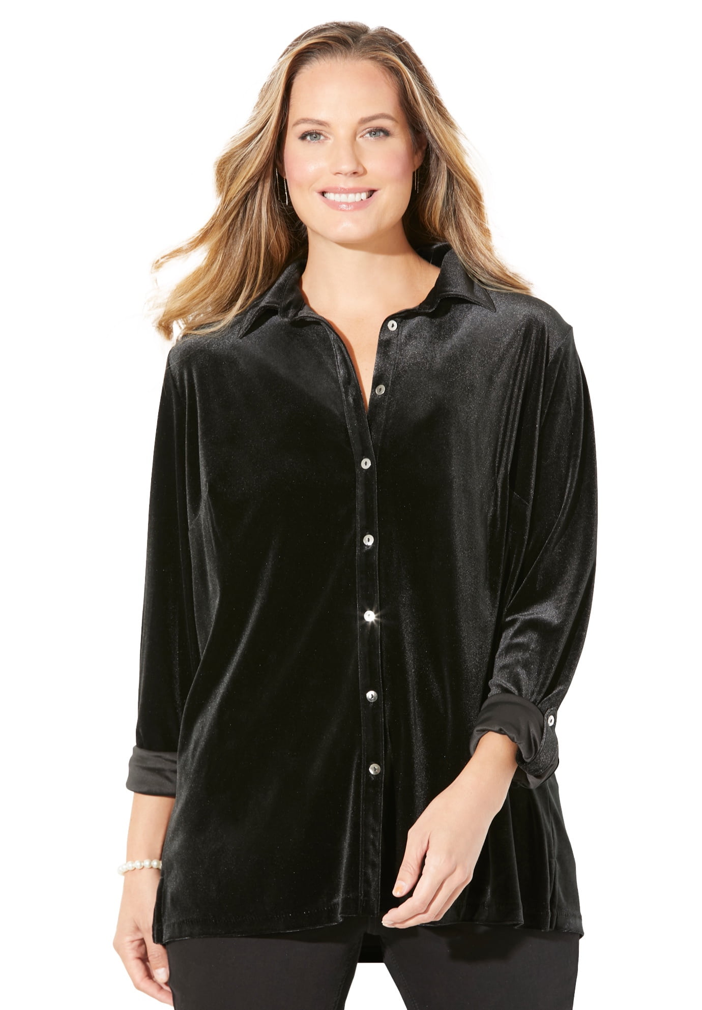 Black velvet top plus size top
