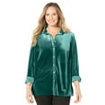 thumbnail image 1 of Catherines Women's Plus Size Anywear Velvet Buttonfront Shirt, 1 of 5