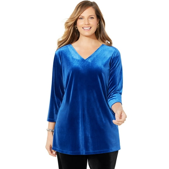 Catherines Women's Plus Size Anywear Velvet V-Neck Tunic