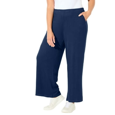 Catherines Women's Plus Size Anywear Wide Leg Hacci Ribbed Pant