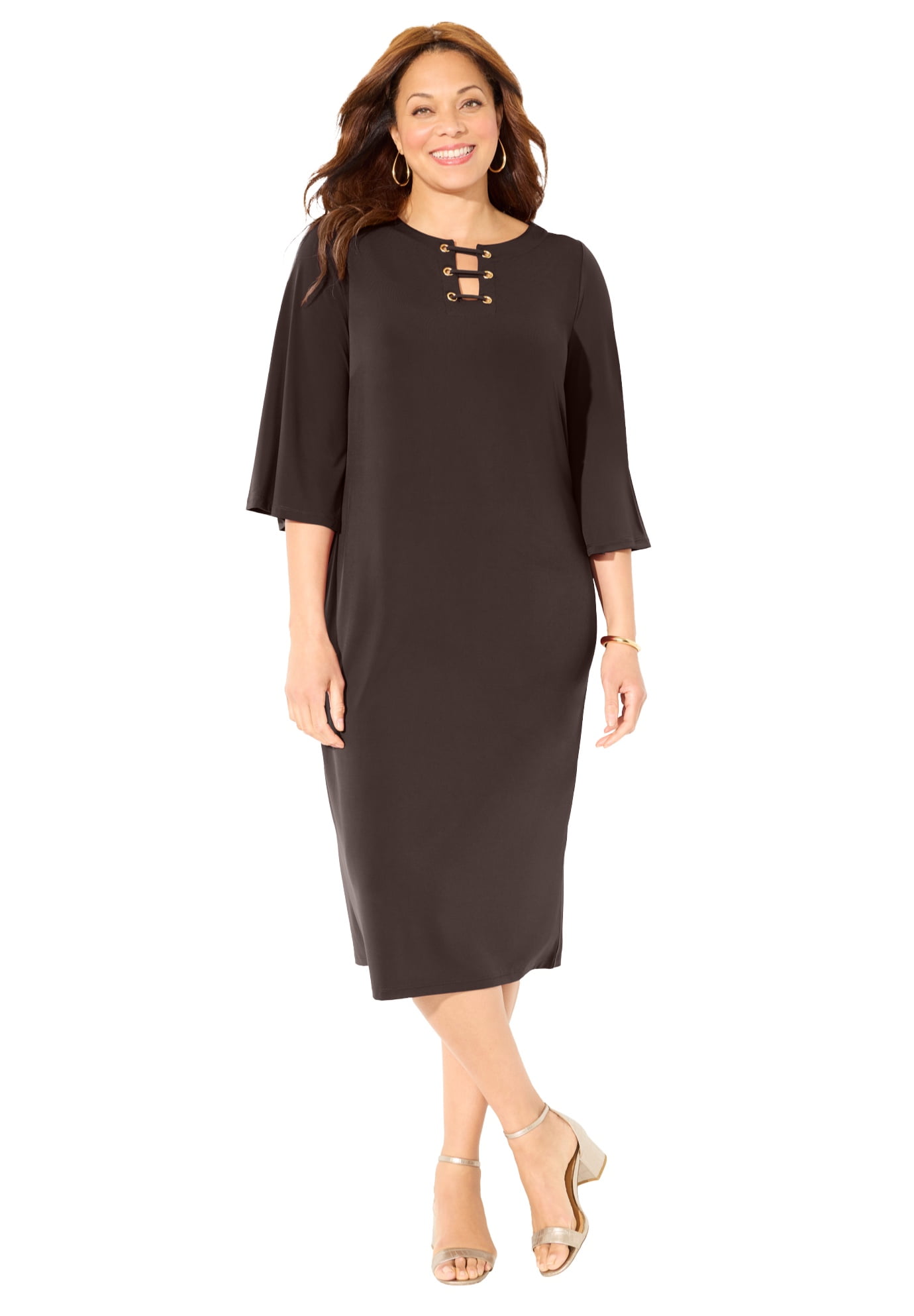 flared sleeve dress plus size Ever-Pretty Open Long Lantern Sleeve Mother of the Bride Dress