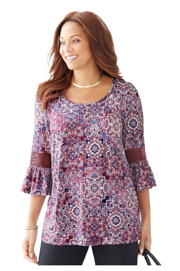 Women's Plus Size Dream Drape Bella Crochet Trim Top