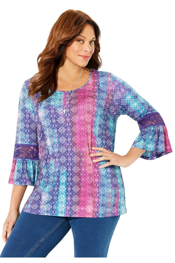 Women's Plus Size Dream Drape Bella Crochet Trim Top