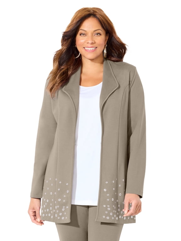 Women's Plus Size Black Label Grommet Ponte Jacket
