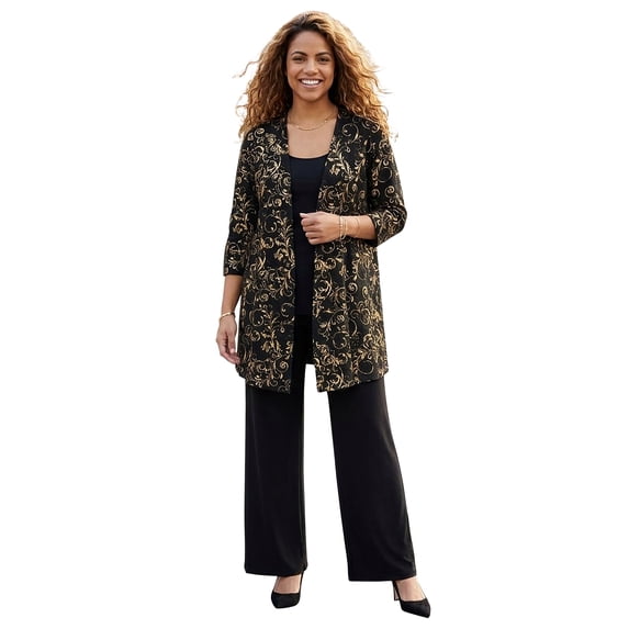 Catherines Women's Plus Size Black Label Metallic Cardigan